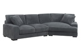 Porter Designs Big Chill Luxe Cord Microfiber Contemporary Sectional Gray 01-33C-13-2249B-KIT