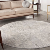 Nourison Rustic Textures RUS07 Painterly Machine Made Power-loomed Indoor Area Rug Grey/Beige 7'10" x round 99446836014