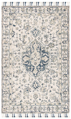 Aspen 125 Bohemian Hand Tufted 85% Wool, 15% Cotton Rug Ivory / Blue