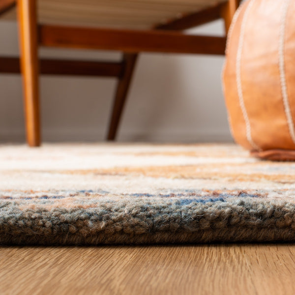 Aspen 126 Bohemian Hand Tufted 85% Wool, 15% Cotton Rug Brown / Blue