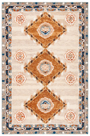 Aspen 126 Bohemian Hand Tufted 85% Wool, 15% Cotton Rug Brown / Blue