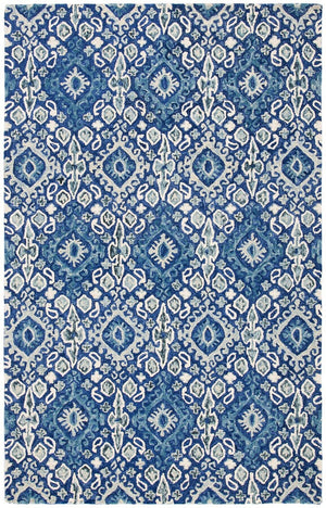 Aspen 295 Bohemian Hand Tufted 100% Wool Rug Navy / Beige