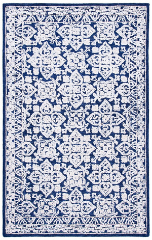 Aspen 296 Bohemian Hand Tufted Wool & Viscose Pile Rug Navy / Ivory