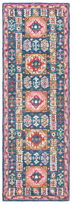 Aspen 518 Bohemian Hand Tufted Wool Pile Rug Blue / Red