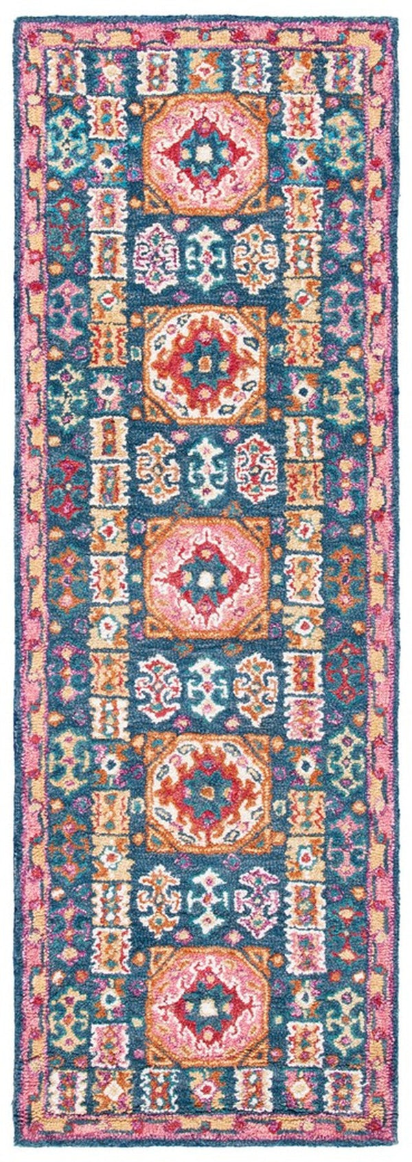 Aspen 518 Bohemian Hand Tufted Wool Pile Rug Blue / Red