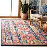 Aspen 518 Bohemian Hand Tufted Wool Pile Rug Blue / Red