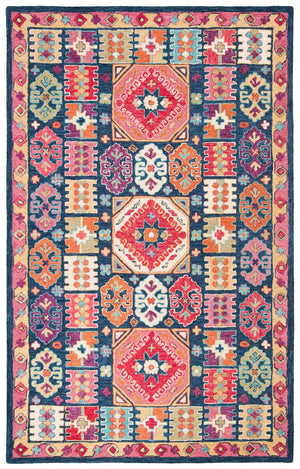 Aspen 518 Bohemian Hand Tufted Wool Pile Rug Blue / Red