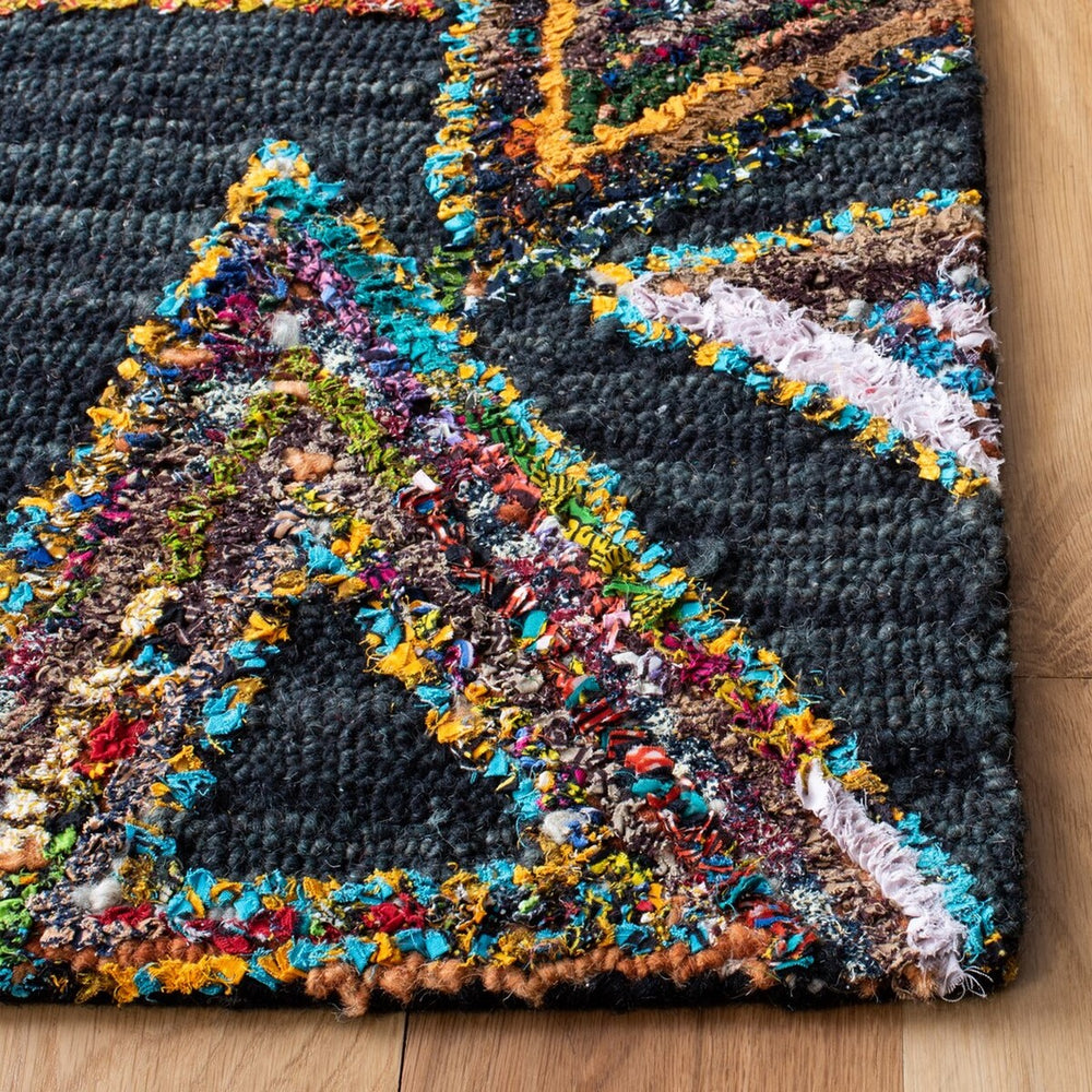 Aspen 533 Bohemian Handtufted 80% Wool 20% Cotton Rug Dark Green / Black