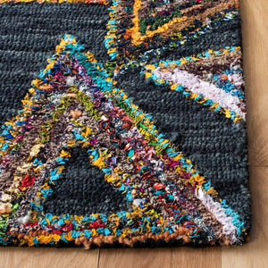 Aspen 533 Bohemian Handtufted 80% Wool 20% Cotton Rug Dark Green / Black