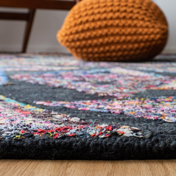 Aspen 533 Bohemian Handtufted 80% Wool 20% Cotton Rug Dark Green / Black