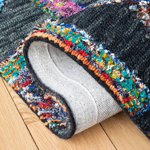 Aspen 533 Bohemian Handtufted 80% Wool 20% Cotton Rug Dark Green / Black