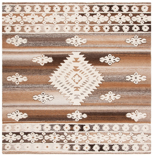 Aspen 550 Bohemian Hand Tufted 50% Wool, 50% Nylon Blend Rug Ivory / Light Brown