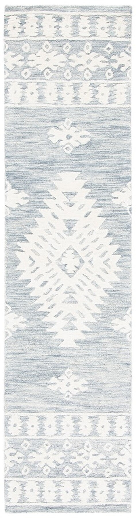 Aspen 550 Bohemian Hand Tufted 100% Wool Pile Rug Light Grey / Ivory