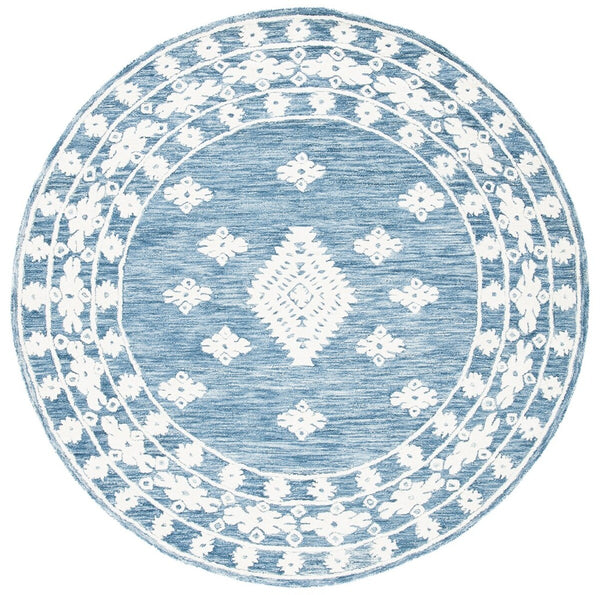 Aspen 550 Bohemian Hand Tufted 100% Wool Pile Rug Blue / Ivory