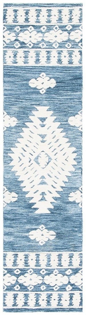 Aspen 550 Bohemian Hand Tufted 100% Wool Pile Rug Navy / Ivory