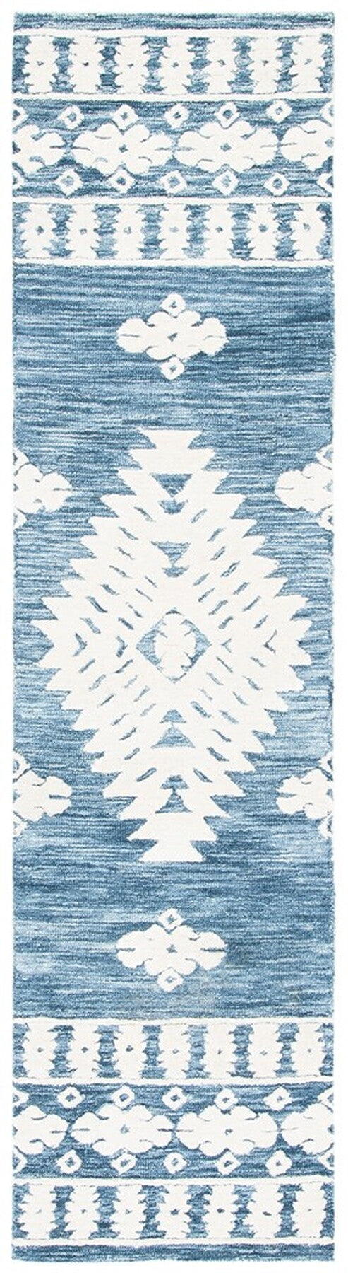 Aspen 550 Bohemian Hand Tufted 100% Wool Pile Rug Navy / Ivory