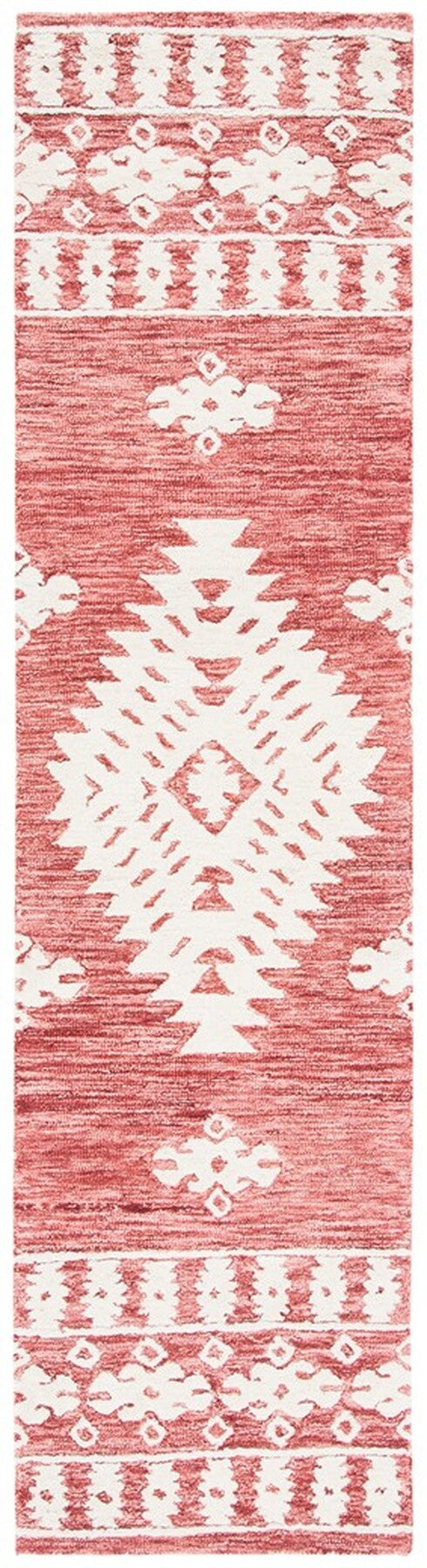 Aspen 550 Bohemian Hand Tufted 100% Wool Pile Rug Rust / Ivory