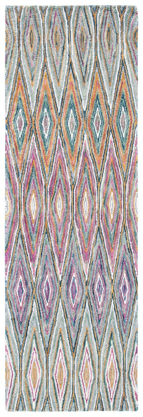 Aspen 805 Bohemian Hand Tufted 100% Wool Pile Rug Blue / Pink