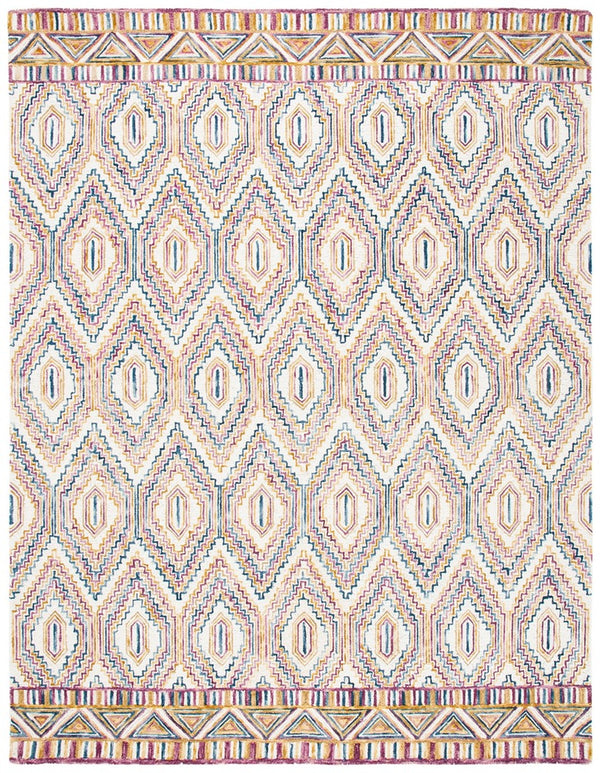 Aspen 811 Bohemian Hand Tufted 100% Wool Pile Rug Ivory / Rust