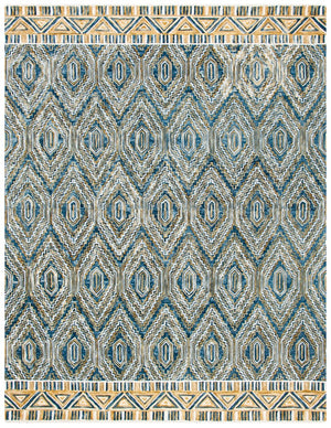 Aspen 822 Bohemian Hand Tufted 100% Wool Pile Rug Blue / Gold