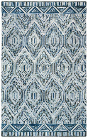 Aspen 823 Bohemian Hand Tufted 100% Wool Pile Rug Grey / Blue