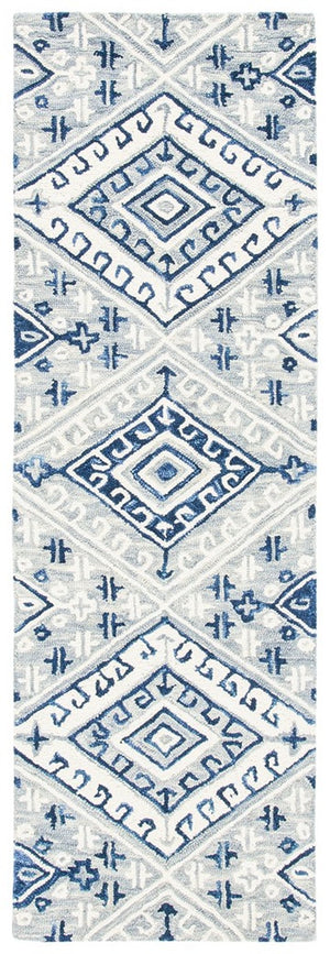 Aspen 826 Bohemian Hand Tufted 100% Wool Pile Rug Grey / Navy