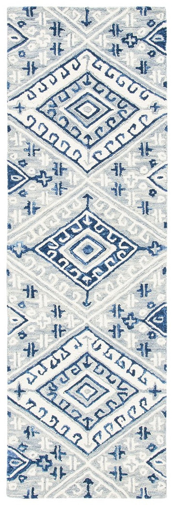 Aspen 826 Bohemian Hand Tufted 100% Wool Pile Rug Grey / Navy