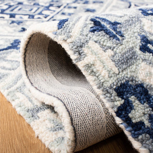 Aspen 826 Bohemian Hand Tufted 100% Wool Pile Rug Grey / Navy