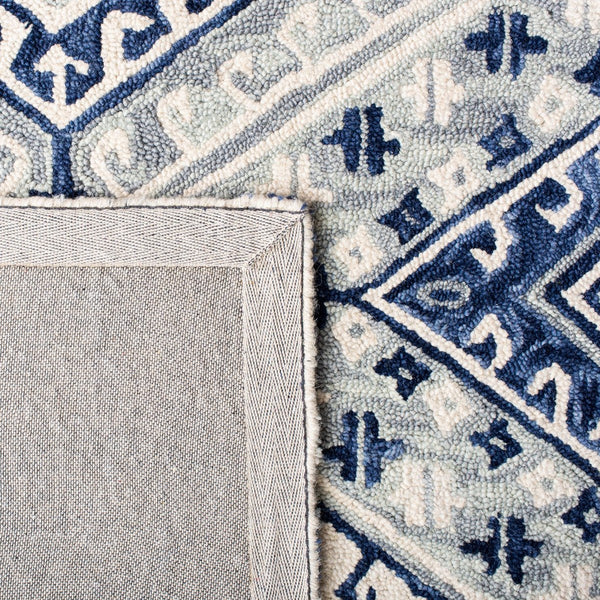 Aspen 826 Bohemian Hand Tufted 100% Wool Pile Rug Grey / Navy