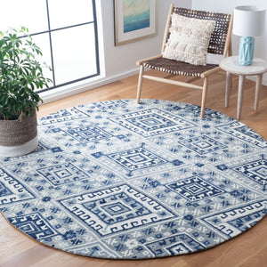 Aspen 826 Bohemian Hand Tufted 100% Wool Pile Rug Grey / Navy