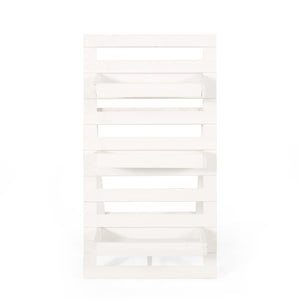 Axelle Outdoor Firwood 3 Tiered Plant Stand, Matte White Noble House