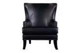 Porter Designs Grant Crackle Leather Wingback Contemporary Accent Chair Black 02-201-06-560