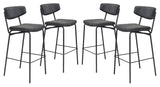English Elm EE2768 100% Polyurethane, Plywood, Steel Modern Commercial Grade Bar Chair Set - Set of 4 Vintage Black, Black 100% Polyurethane, Plywood, Steel