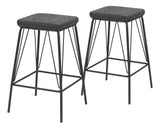 Zuo Modern Samuel 100% Polyurethane, Plywood, Steel Modern Commercial Grade Barstool Set - Set of 2 Vintage Black, Black 100% Polyurethane, Plywood, Steel