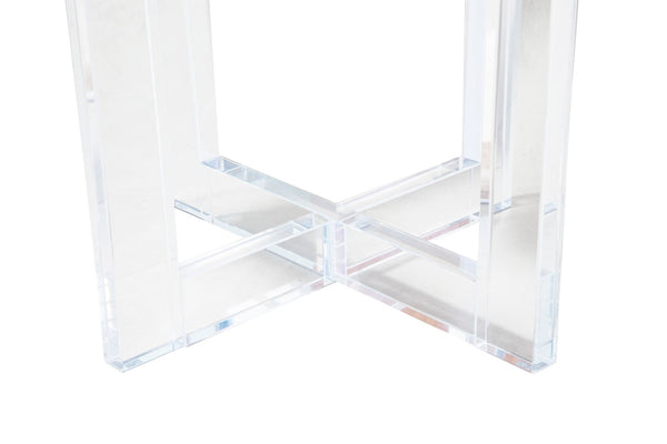 Pasargad Vicenza Collection Lucite & Glass White Side table - W.xD.xH. ARZ-403-PASARGAD
