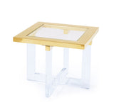 Pasargad Vicenza Collection Lucite & Glass White Side table - W.xD.xH. ARZ-403-PASARGAD