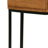 Gaudet Modern Industrial Handmade Mango Wood C-Shaped Side Table with Drawer, Natural and Black Noble House