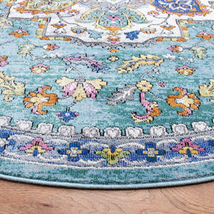 Aria 102 Transitional Power Loomed 100% Polypropylene Pile Rug Turquoise / Ivory