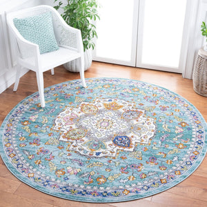 Aria 102 Transitional Power Loomed 100% Polypropylene Pile Rug Turquoise / Ivory