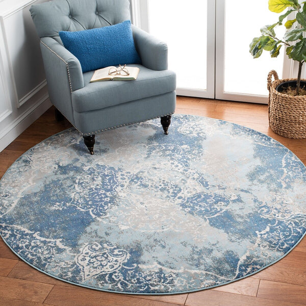 Aria 187 Transitional Power Loomed 100% Polypropylene Pile Rug Light Blue / Ivory