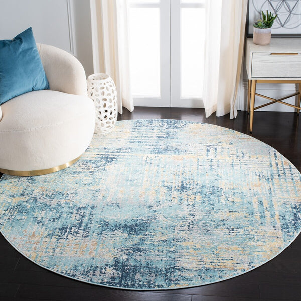 Aria   Power Loomed 100% Polypropylene Friese Rug Ivory / Blue