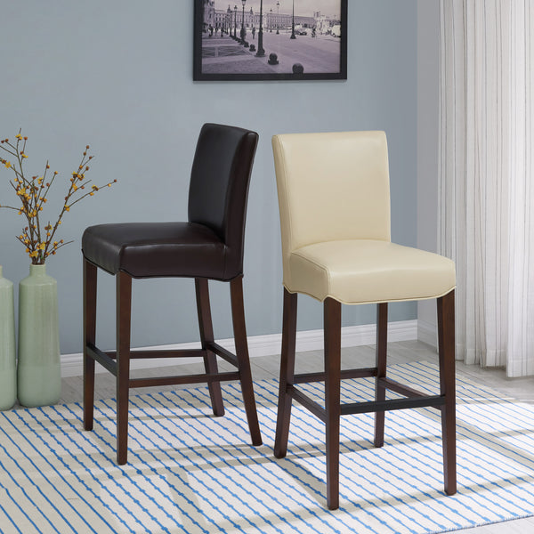 Milton Bar Stool - Stylish Bonded Leather Design with Solid Birch Frame for Modern Home Interiors