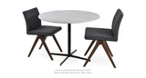 Diana Dining Table Set: Two Aria Fino Dark Grey Wool and Diana Marble Table
