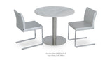 Tango Marble Dining Table Set: Two Aria Flat Silver PPM and Tango Dining Marble