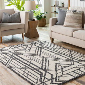 Arsenal ARL-2301 Modern Wool Rug ARL2301-912 Black, Cream 100% Wool 9' x 12'