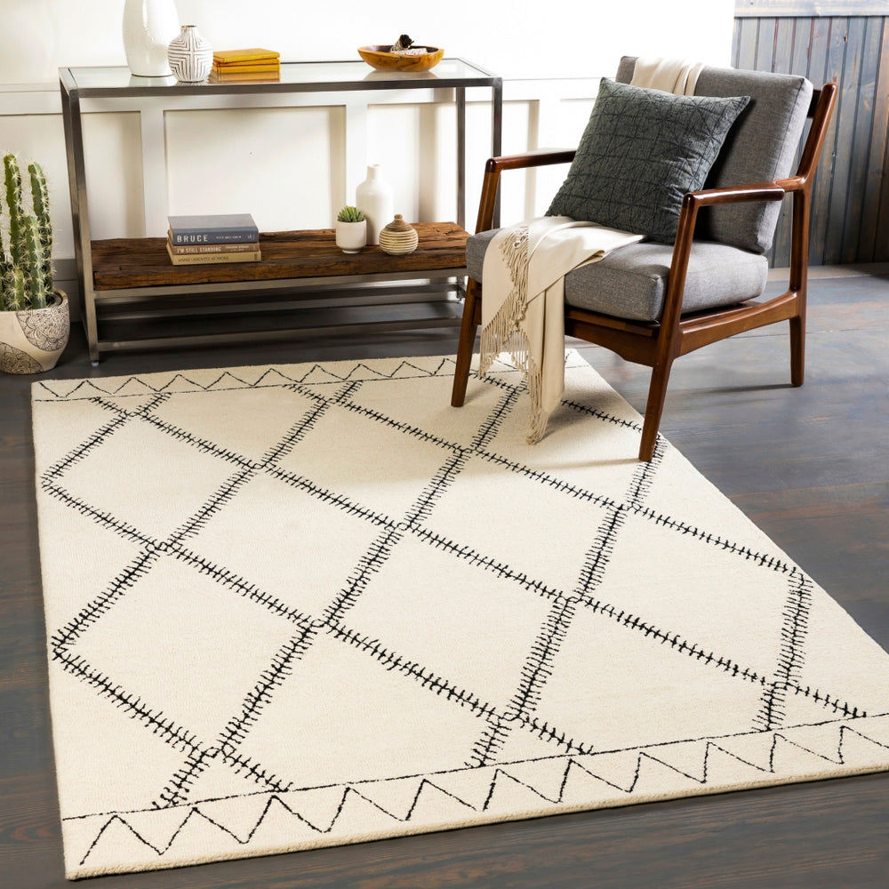 Arsenal ARL-2302 Modern Wool Rug ARL2302-912 Cream, Black 100% Wool 9' x 12'