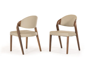 VIG Furniture Modrest Arlo Mid-Century Beige & Walnut Dining Chair (Set of 2) VGCSCH-1488-GRY