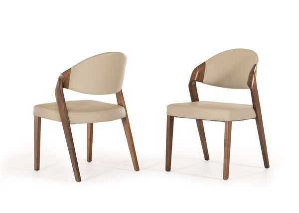 VIG Furniture Modrest Arlo Mid-Century Beige & Walnut Dining Chair (Set of 2) VGCSCH-1488-GRY