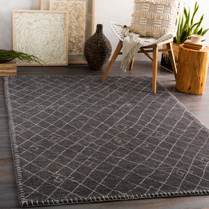 Arlequin ARQ-2301 Global Wool, Viscose Rug ARQ2301-912 Black, Cream 60% Wool, 40% Viscose 9' x 12'