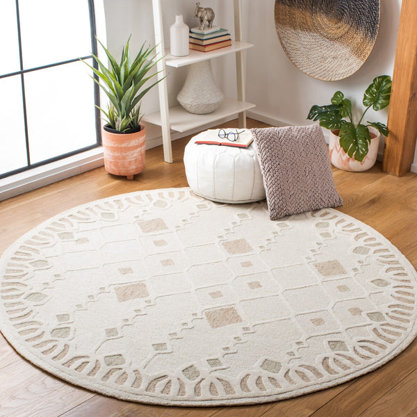 Artistry 501 Hand Tufted 85% Wool, 15% Cotton Bohemian Rug Ivory / Sage 85% Wool, 15% Cotton ARR501A-6